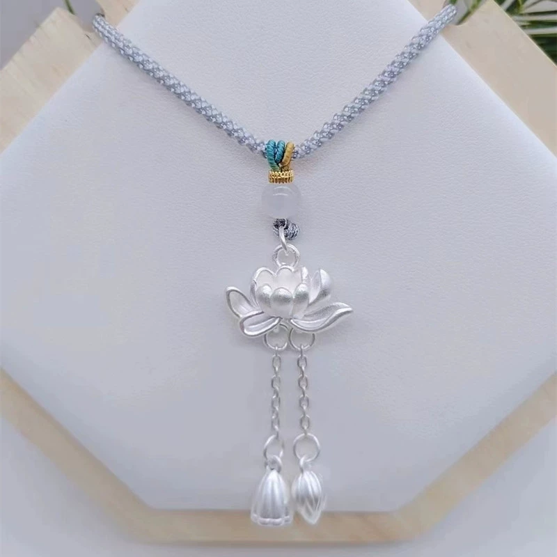 Silver bracelet, necklace with tassels, pendant, chain for key bag , 925 sample silver, high-quality style