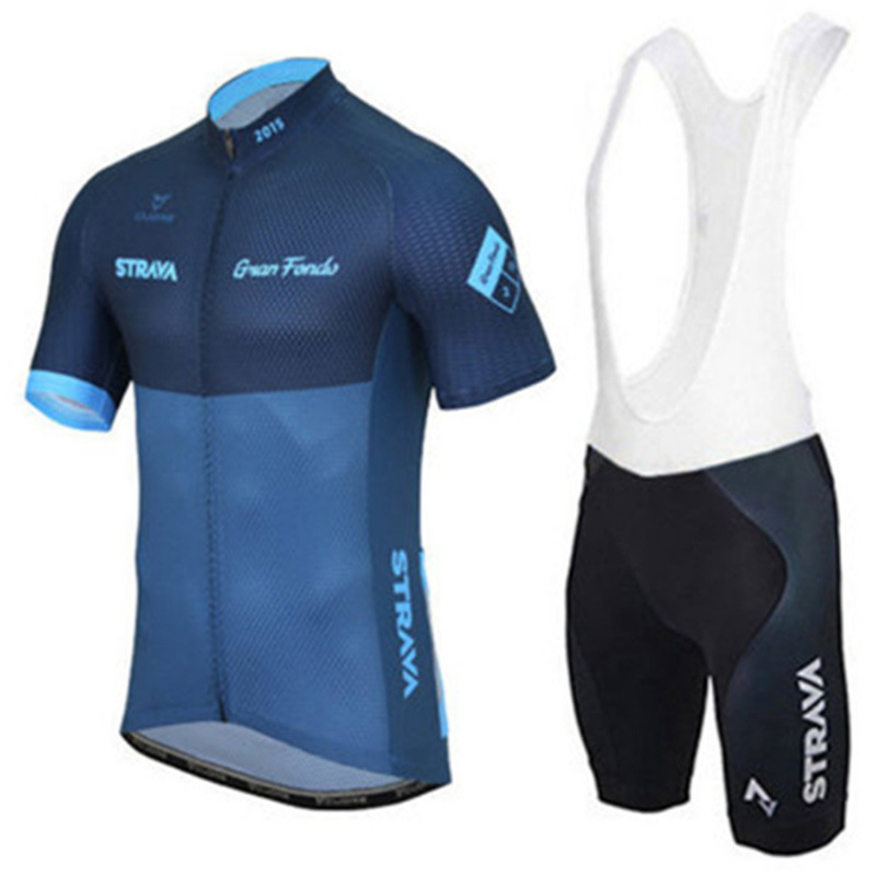 AliExpress wish hot STRAVA new short sleeve cycling suit 12D cushion bicycle suit wholesale