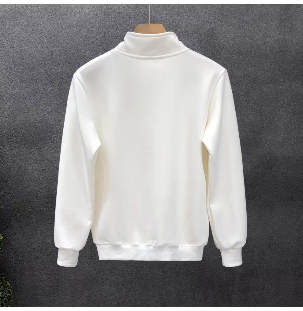 Trendy Brand Hong Kong Style Solid Color Long-sleeved Shirt Men's Fashion American Retro Loose Half-zipper Sweater_viptrois.com
