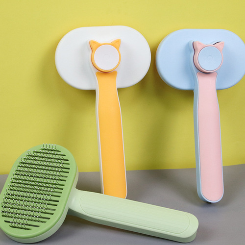 Cat comb cross-border new stainless steel needle one-click automatic hair removal pet comb cleaning supplies cat pet comb