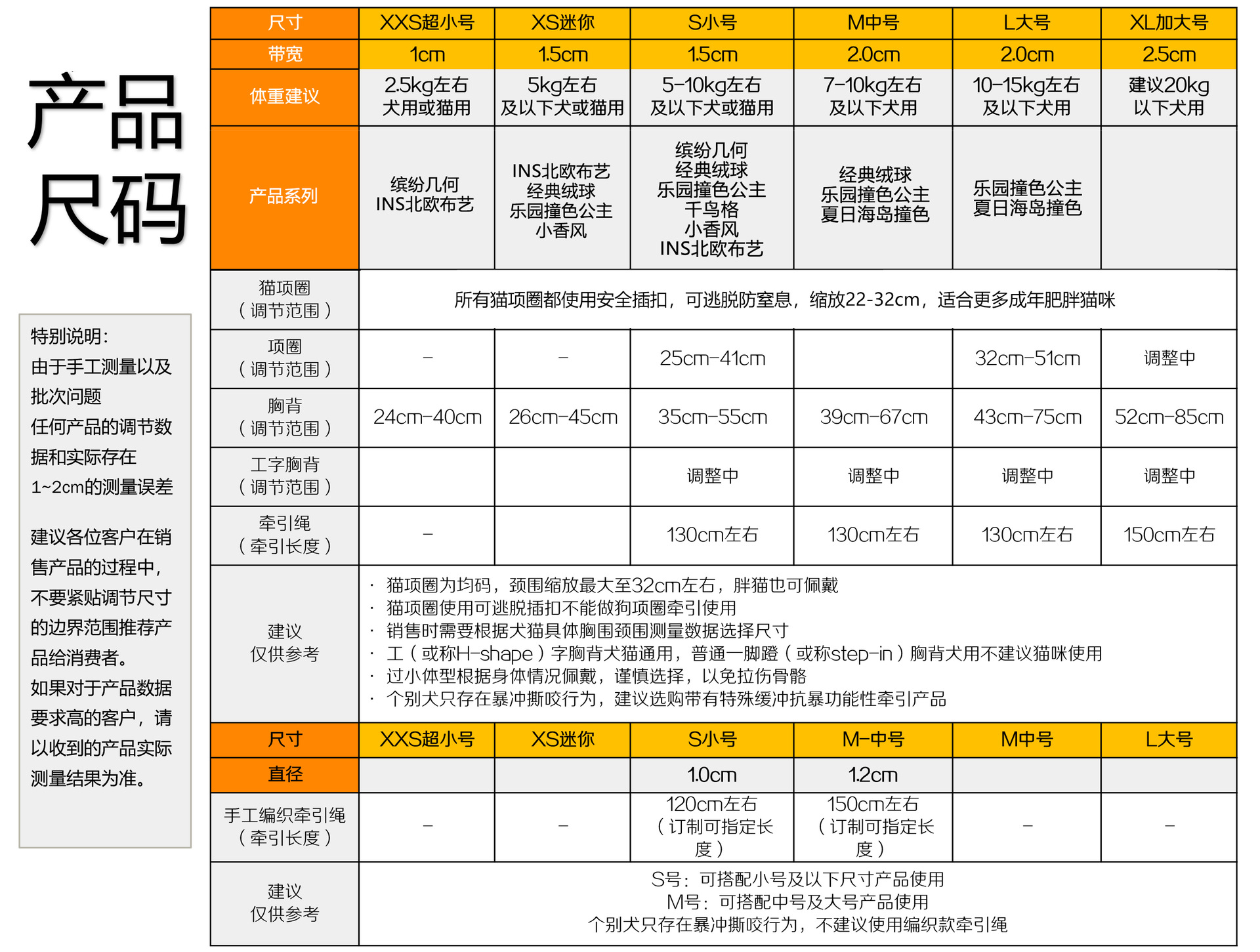 尺码表新