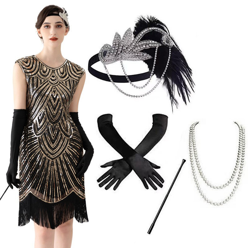 Vintage Sequin Tassel Dress Tassel dress Party Dance Ball Dance Dress 1920 Gatsby Style Dress