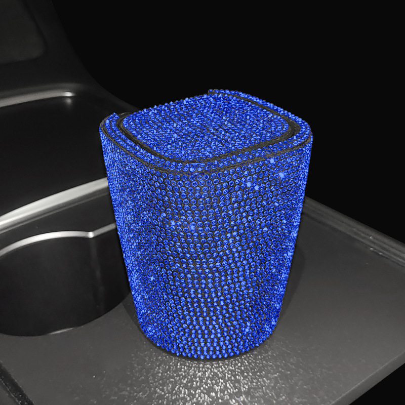 Diamante-incrustado coche Cenicero creativo cubierto salida de aire colgante coche con tapa LED luz coche Cenicero