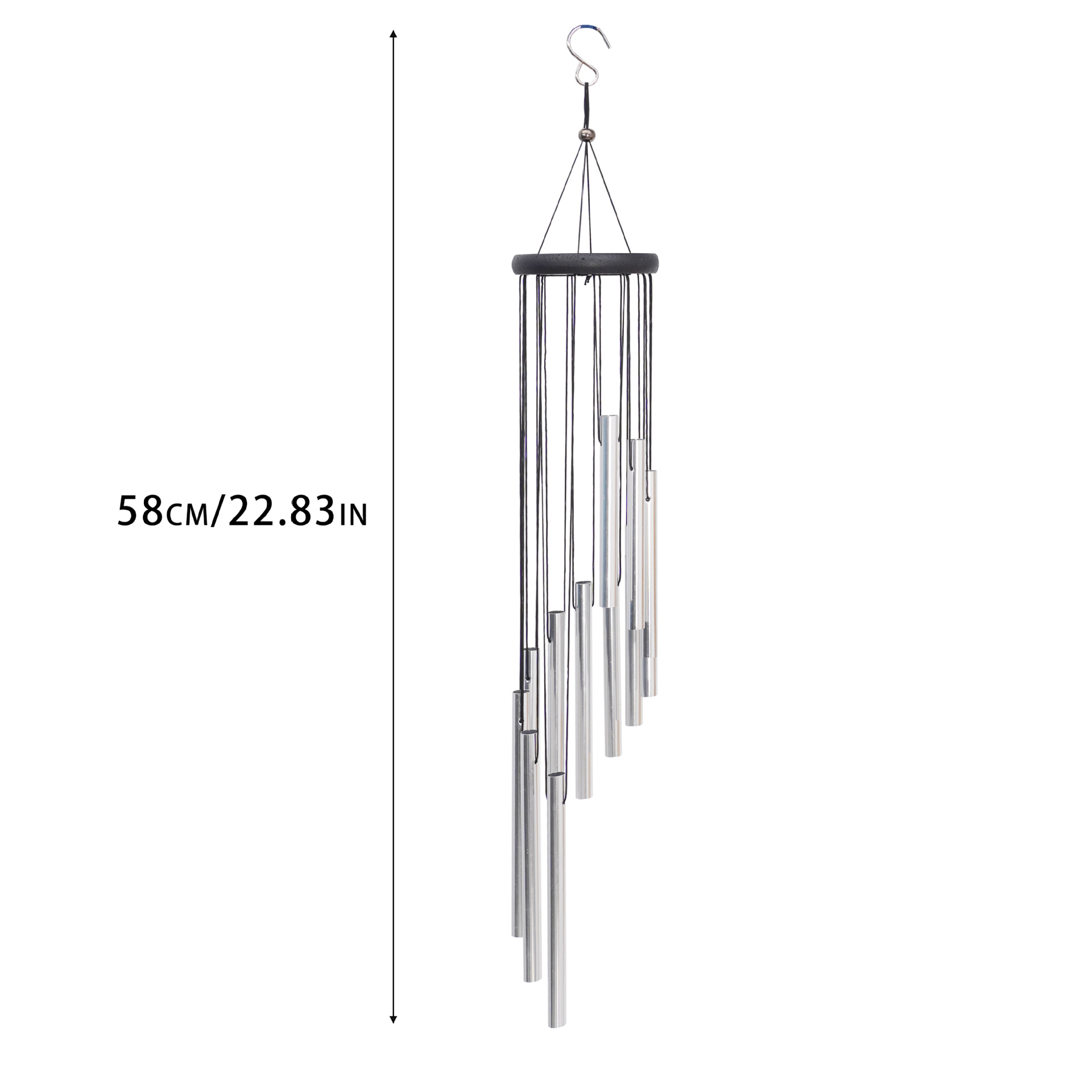 [12튜브 윈드 차임] 블랙 우드 실버 튜브