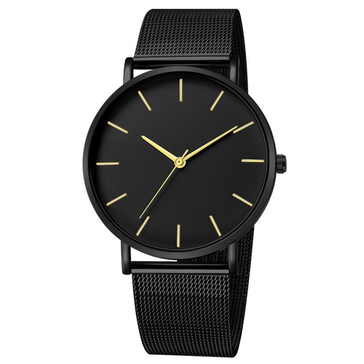 Enkel quartz klocka för män med mesh armband stilren design_voghion.com