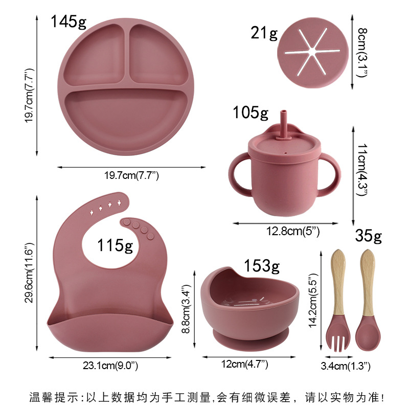 Juego de vajilla de silicona para niños a prueba de caídas