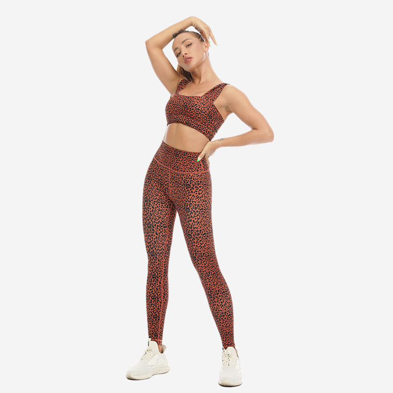 Vest-Style Sports Bra and High-Waisted Leggings Two-Piece Set, Elastic Fitness Underwear Yoga Outfit Leopard Print Set Vest-Style Sports Bra and High-Waisted Leggings Two-Piece Set, Elastic Fitness Underwear Yoga Outfit Leopard Print Set