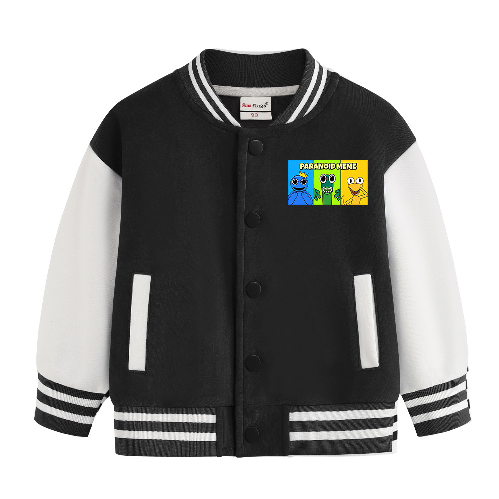 무지개 친구 소년 코트 2025 새로운 가을과 겨울 옷 어린이 느슨한 스포츠 어린이 서양식 야구 옷