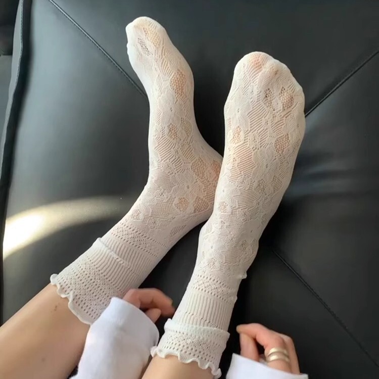 Summer White Lace Breathable Socks Children's Calf Stacked Socks with Sneakers Hollow Lace Medium Jk Mary Jane Socks Summer White Lace Breathable Socks Children's Calf Stacked Socks with Sneakers Hollow Lace Medium Jk Mary Jane Socks