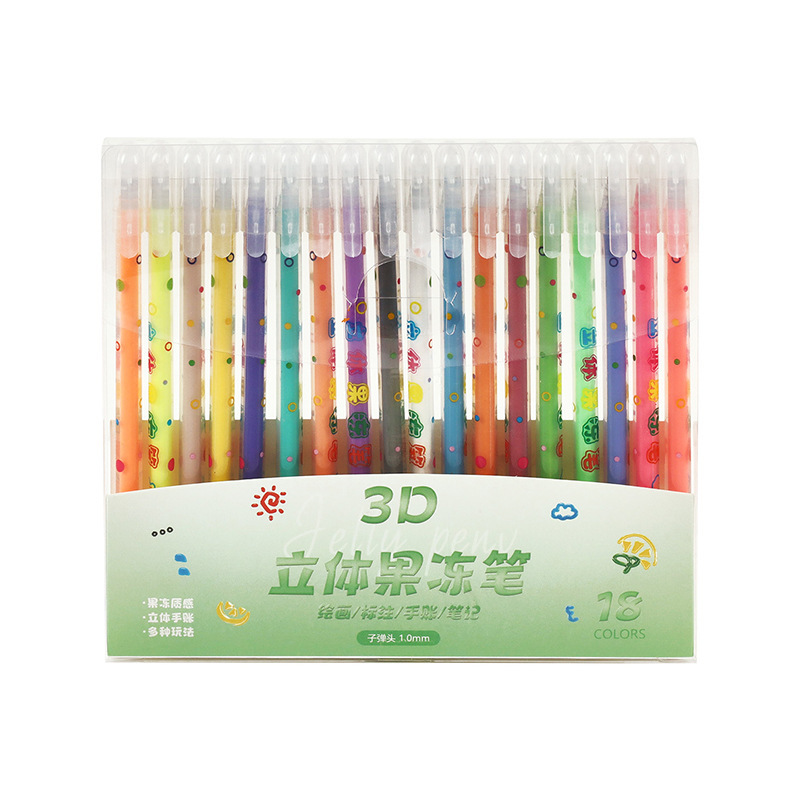 创意3D立体果冻笔 儿童24色DIY绘画笔小学生高颜值手账标记涂鸦笔|undefined