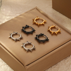 跨境時尚ins韓版不鏽鋼尖錐圓形耳扣潮流男士氣質鈦鋼耳環耳夾耳