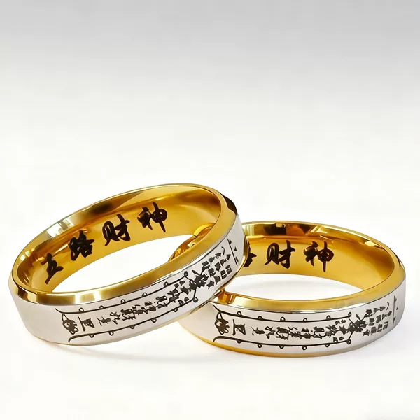 2026 New Model Taoist Five Road God of Wealth Ring, Niche Retro Design, Unisex Titanium Steel National Trend Ring