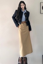 春季新款时尚洋气韩版小香风外套衬衫上衣半身裙子三件套女装