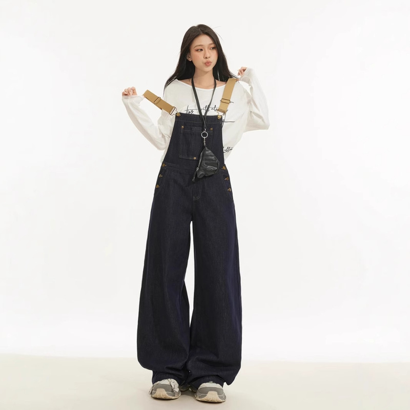 American Retro Denim Belt Pants Women's Spring 2025 New Lazy Loose Slim-fit Mop Pants