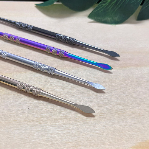 Stainless steel tincture spoon pipe mouthpiece tincture oil digging spoon cleaning tools candle carving double-headed engraving pressing stick tincture spoon