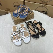 外贸原单铆钉绑带厚底女凉鞋