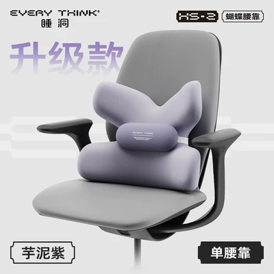 Sleep Hole EVERYTHINK Butterfly Lumbar Support Pillow for Waist and Back, Seat Lumbar Support Cushion, Office Workstation Lumbar Pillow (Waist support) - taro-purple-hs2-pro