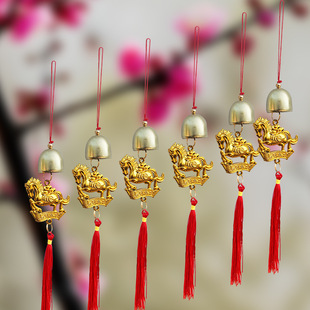 2026 New Year Bell Metal Brand Pendant Zodiac Horse Gold-Plated Pendant Plastic Spring Festival Accessories Gift