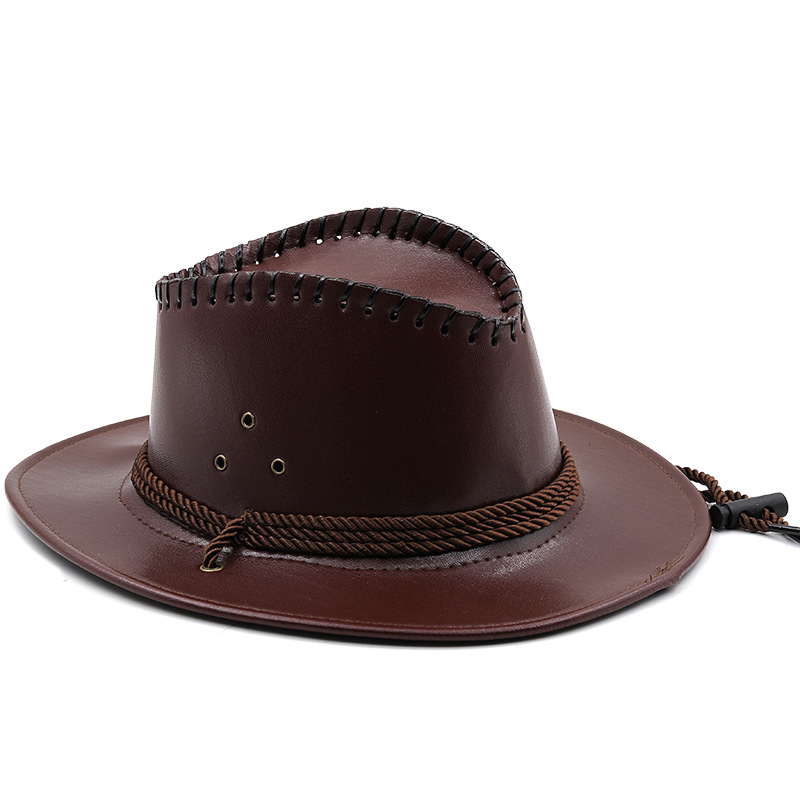 Unisex Cowboy Style Solid Color Wide Eaves Fedora Hat display picture 4