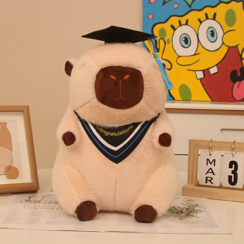 Creativo Dr. Kapibara, muñeco de peluche de carpincho, sombrero de médico, muñeca, regalo de recuerdo de graduación