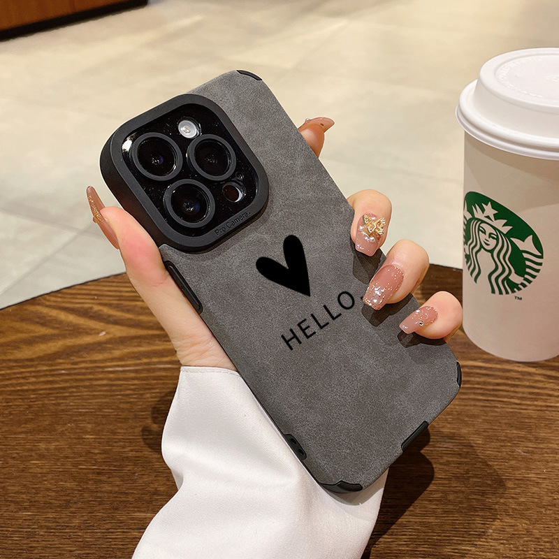 The New Suede Leather Is Suitable for Iphone17Promax Mobile Phone Case All-Inclusive Anti-Fall Apple 14 15 Soft Case 16