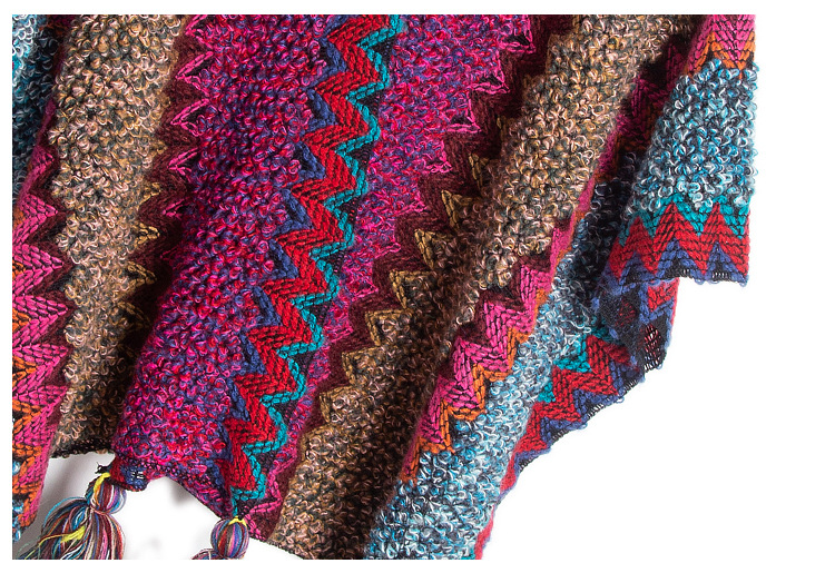 Unisex Ethnic style Yunnan travel hanging beard cape color knitted women's split cape_viptrois.com