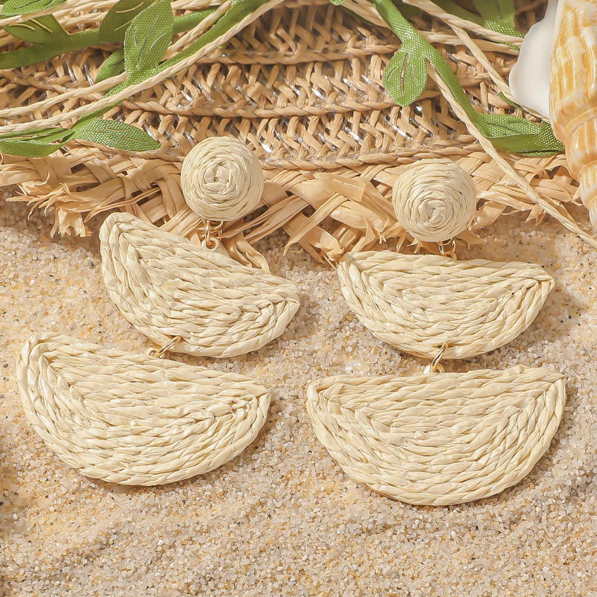 Holiday, Daily Occasion 1 Pair Vacation Ethnic Style Geometric Raffia Drop Earrings