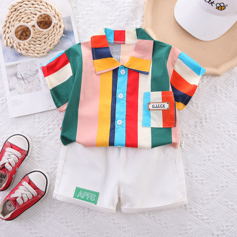 Casual Stripe Cotton Boys Clothing Sets display picture 1