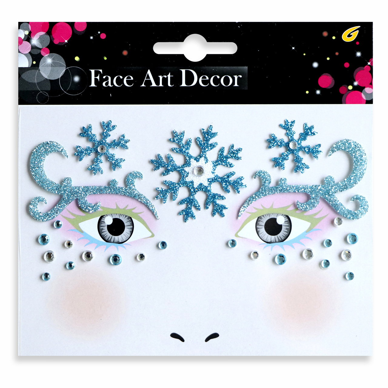 祝日のパーティーの舞台の化粧は顔を貼って化粧のシールを貼ります。