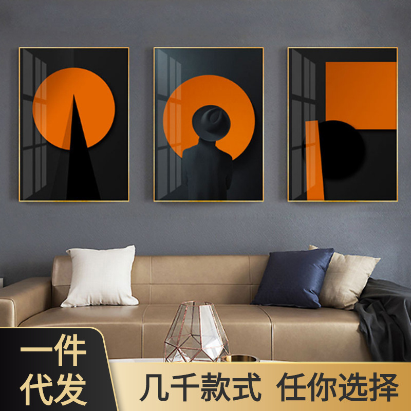 Post-modern abstract living room decorative painting light luxury sofa background triple painting bedroom hallway corridor model room wall painting