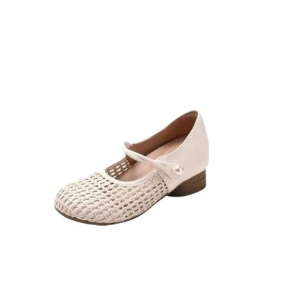 Aumentar la altura interior de la cabeza de la mitad de zapatillas para mujeres 2026 verano nuevo estilo de ropa exterior tejido hueco zapatos Mary Zhen zapatillas frías