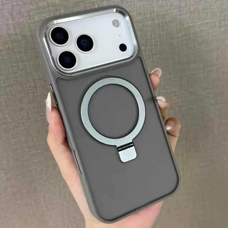 适用iPhone17大孔支点壳苹果16promax半透雾面磨砂磁吸支架肤感壳|undefined