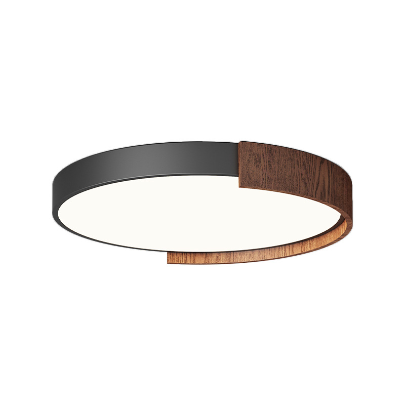 Lámpara de techo minimalista de estilo italiano para sala de estar, diseño sencillo de alta gama, color nogal, adecuada para estudio y dormitorio principal, iluminación Zhongshan 412L.