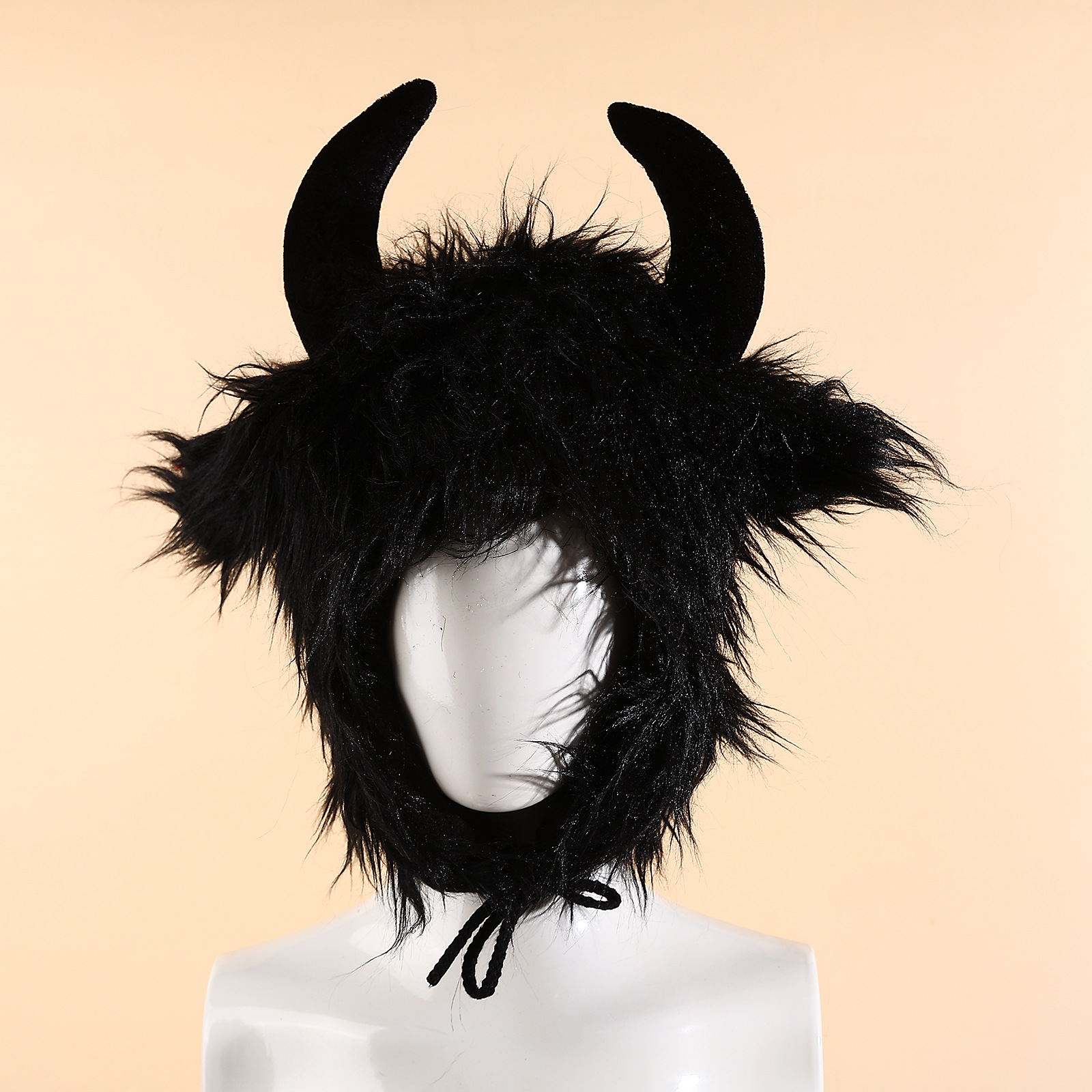 Halloween decorations: Bull Demon King big black cow hair Lei Feng hat, men's and women's winter warm personalized funny bull head hat