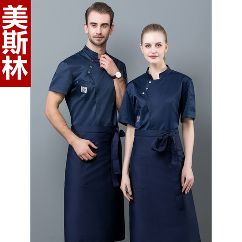 Professional chef work clothes for men, long-sleeved autumn and winter clothes, short-sleeved pure white cotton cake shop, western restaurant kitchen baker for women