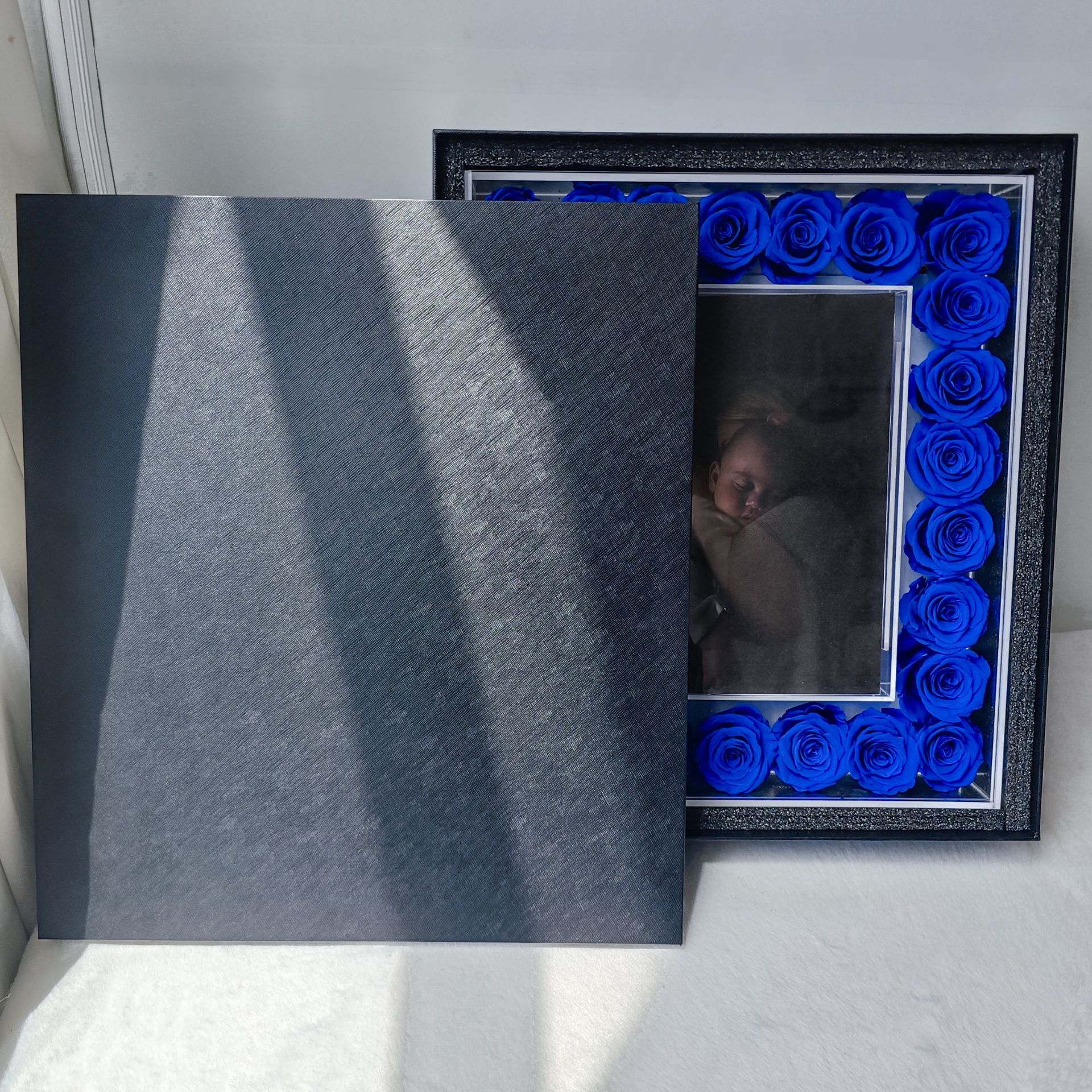 Comercio exterior Amazon regalo de San Valentín rosa caja de regalo acrílico decoración para el hogar marcos de flores inmortales productos terminados