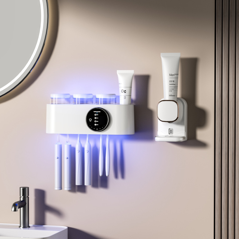 スマート歯ブラシ消毒器紫外線殺菌乾燥穴なしトイレ壁掛け式ラック電動収納|undefined