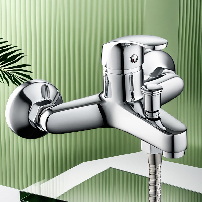 Cross-Border Foreign Trade All-Copper Shower Faucet Hot and Cold Mixing Valve Bathroom Triple Bathtub Faucet Simple Shower Set