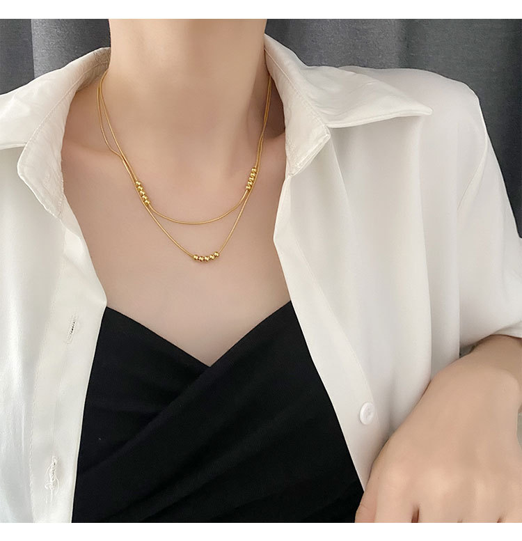 12g Weight PVD Coated Gold Plating Process Vacuum Plating Real Gold Plated 18K Gold Gold Plating Silver Plated Solid Color 304 Stainless Steel Fashion Waterproof Non Tarnish Titanium Steel Layered Necklaces