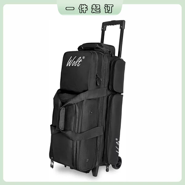 Wolt New Bowling Bag Bowling Trolley Case Three-Ball Bag Three-Ball Rolling Bag Large Capacity Sports Storage Bag