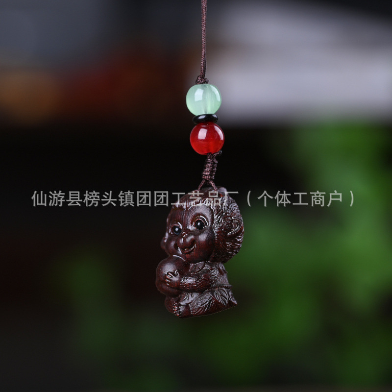 崖柏十二生肖中式百款紫檀香汽车钥匙扣可爱包包手机挂件吊坠|undefined