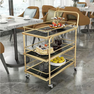 Nordic Mobile Trolley High-end Storage Car Hotel Wine Car Golden Multi-layer Iron Dining Car Restaurant Food Car