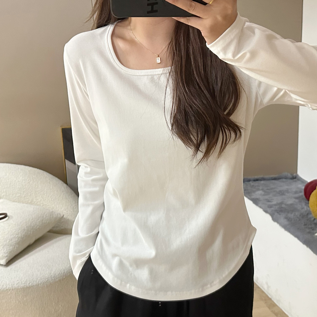 300斤秋季新款大码女装宽松显瘦长袖t恤2025女胖气质百搭纯色上衣