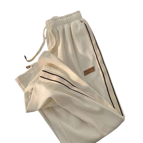 Corduroy pants for men, spring, autumn and winter, young people's loose straight wide-leg pants, fashionable men's sports casual pants