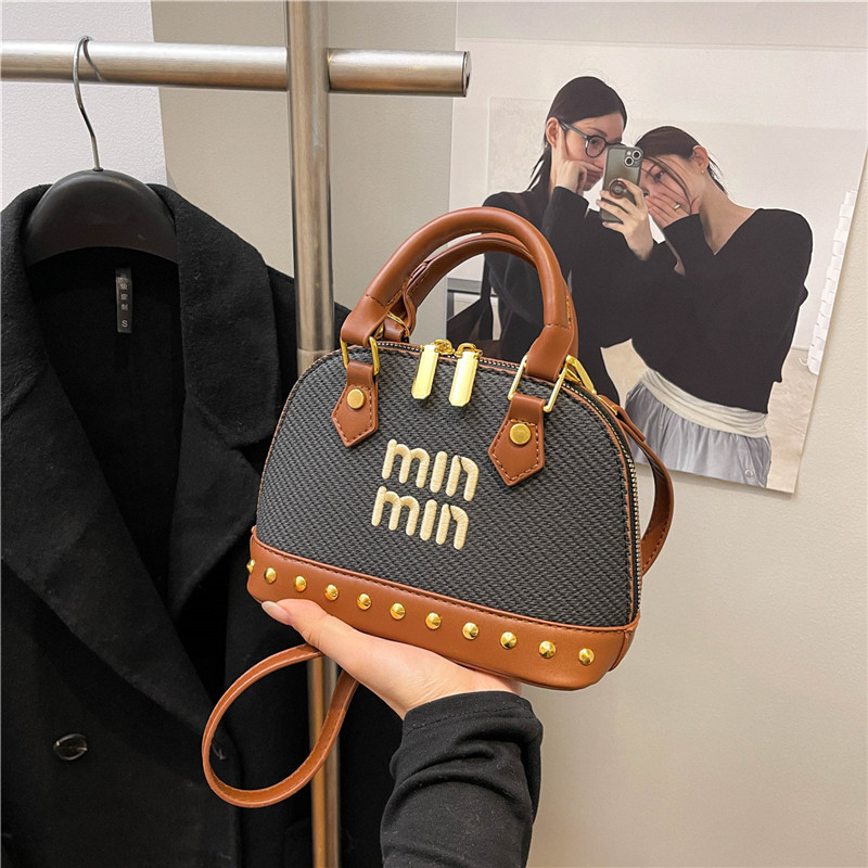 Bags2025新型女性バッグ欧米ファッションリベット貝殻バッグクロスボーダー対外貿易ハンドバッグシングルショルダーバッグ|undefined
