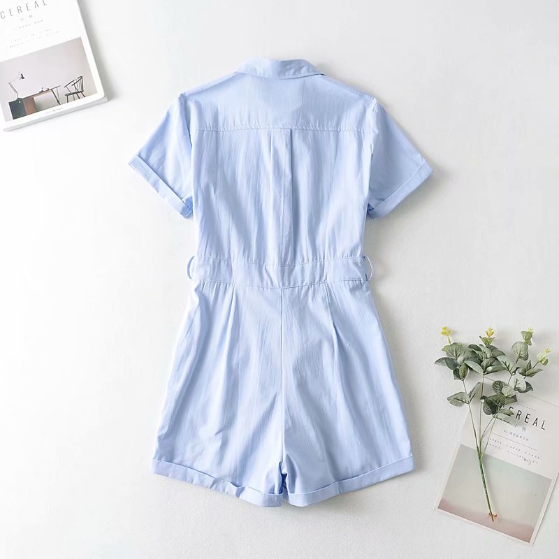 lapel tie belt thin overalls overalls shorts NSAM56917