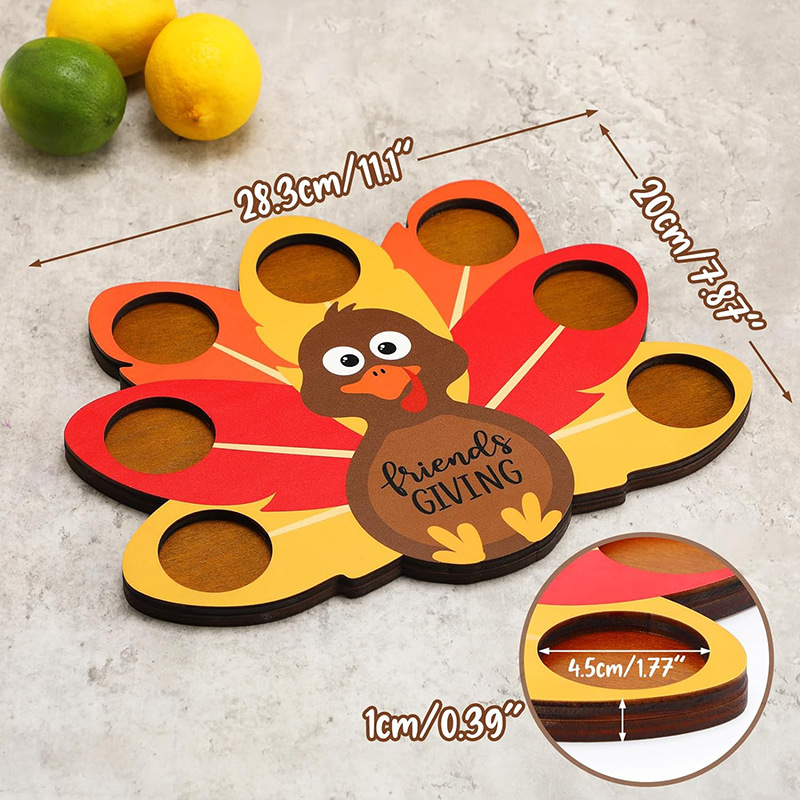 bandeja de copos de madera creativa de Acción de Gracias tabla de licores tequila tabla de vuelo de madera pañuelo forma de servicio bandeja de madera