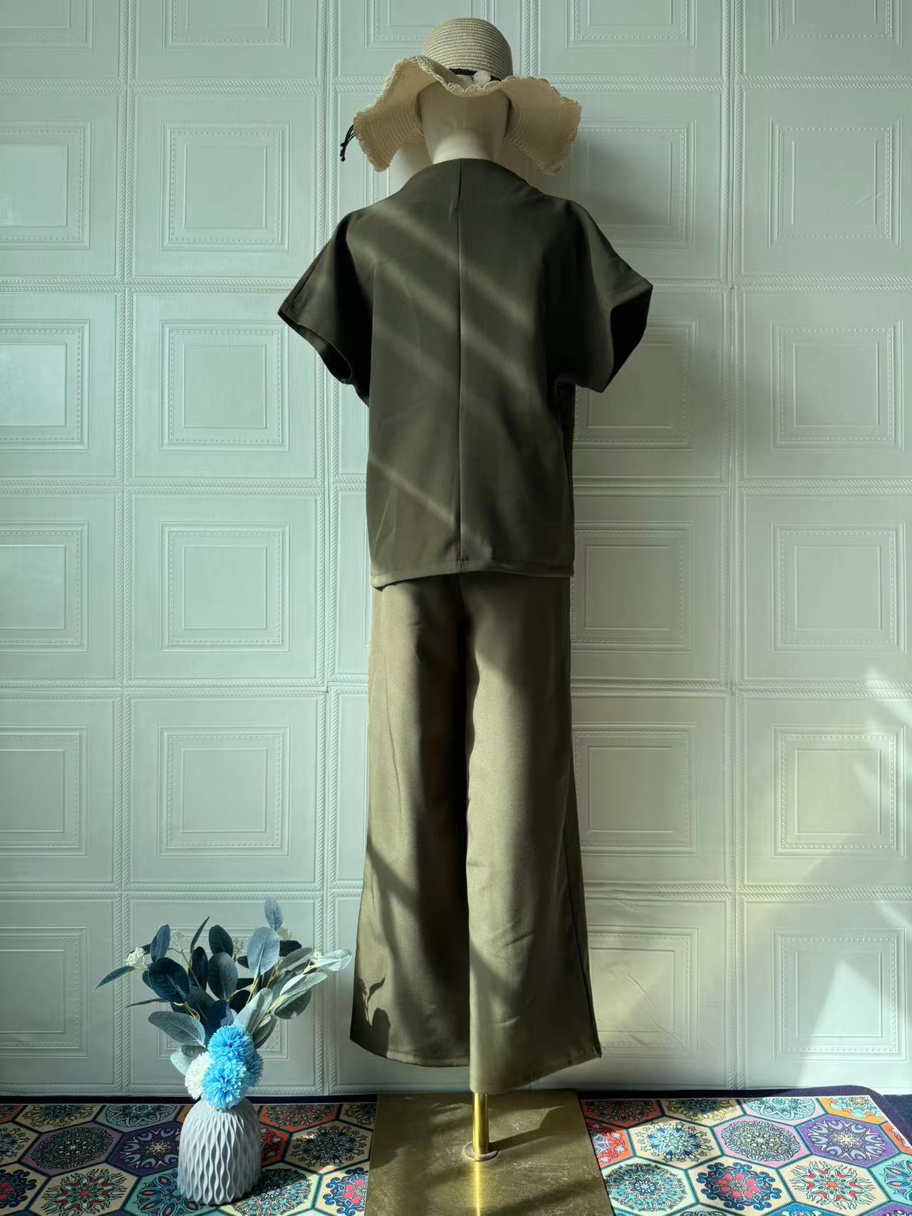 European American Cross-border Women's Fashion 2025 Spring New Style Elegant Irregular V-neck Top And High-waisted Long_ecoleips.com