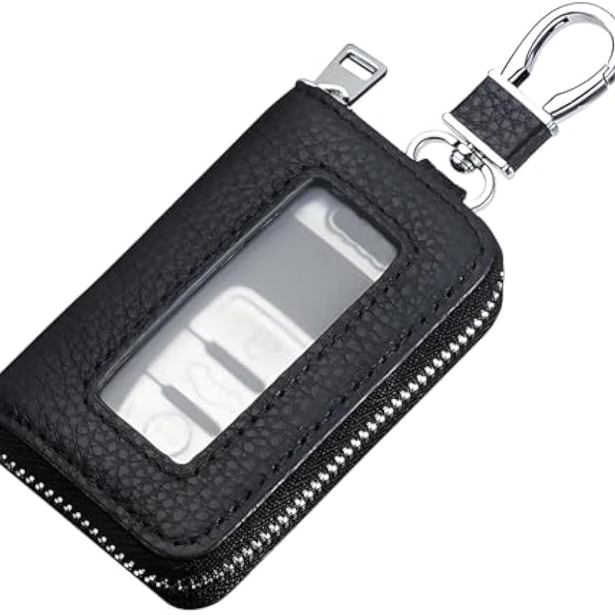 New High-End Mirror-Window Style Unisex Car Remote Control Zipper Key Case, Exquisite Retro Universal Car Key Case