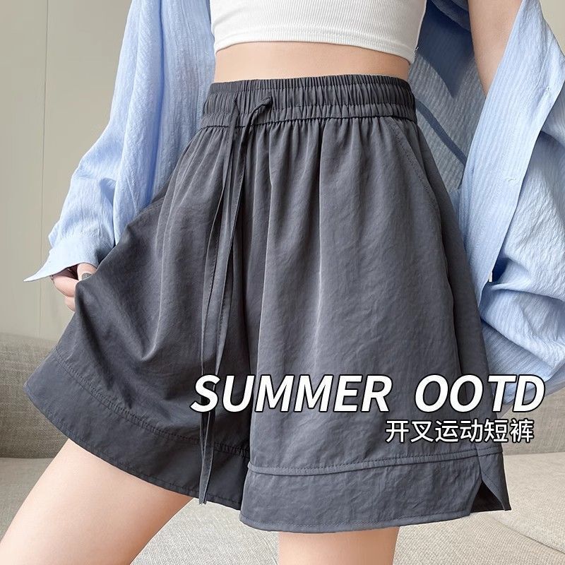 Ice Silk Yamamoto Shorts Women Summer Thin 2025 New High-Waisted Casual Wide-Leg Mid-Length Shorts for Outdoor Sports Five-Point Shorts